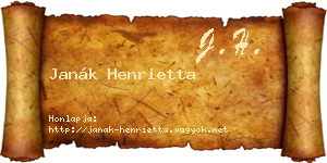 Janák Henrietta névjegykártya